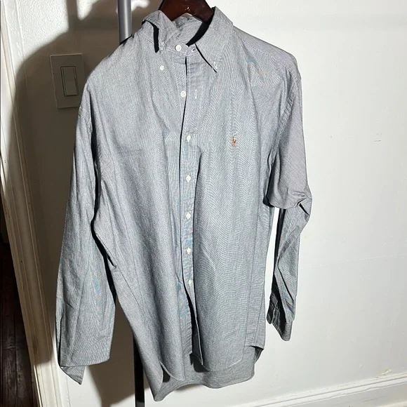 Men's Gray Polo Button-Down Shirt Medium - Picture 1 of 3
